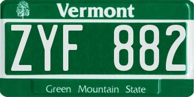 VT license plate ZYF882