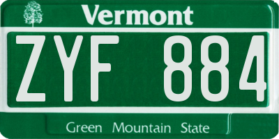 VT license plate ZYF884