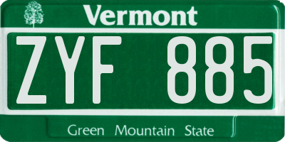 VT license plate ZYF885