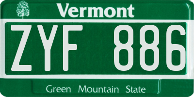 VT license plate ZYF886