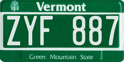 VT license plate ZYF887