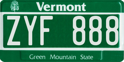 VT license plate ZYF888
