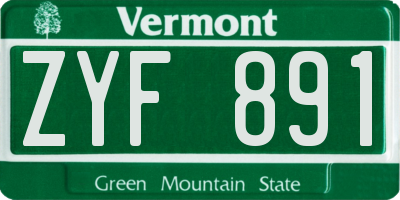 VT license plate ZYF891