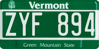 VT license plate ZYF894