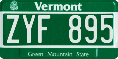 VT license plate ZYF895