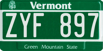 VT license plate ZYF897