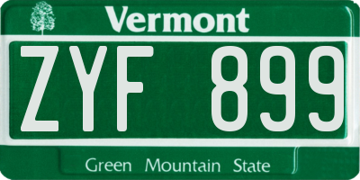 VT license plate ZYF899