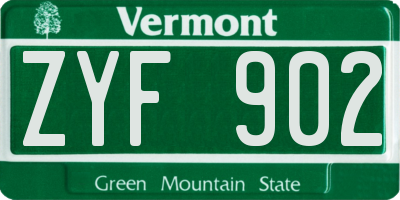 VT license plate ZYF902