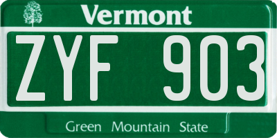 VT license plate ZYF903