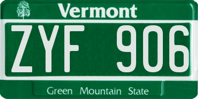 VT license plate ZYF906