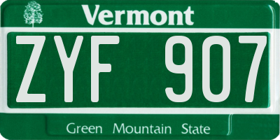 VT license plate ZYF907