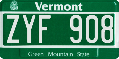 VT license plate ZYF908