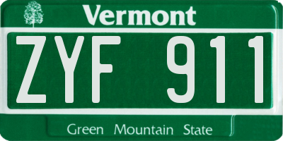 VT license plate ZYF911