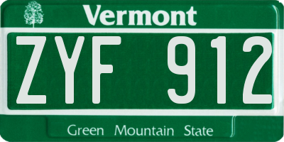 VT license plate ZYF912