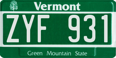VT license plate ZYF931