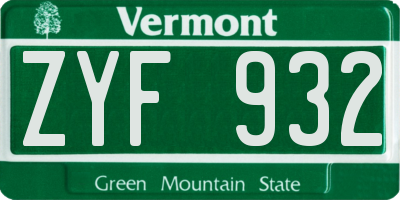 VT license plate ZYF932
