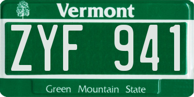 VT license plate ZYF941