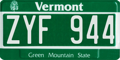 VT license plate ZYF944