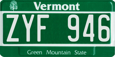 VT license plate ZYF946