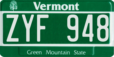 VT license plate ZYF948