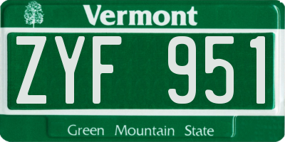 VT license plate ZYF951