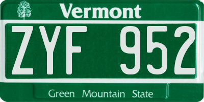 VT license plate ZYF952