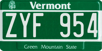 VT license plate ZYF954