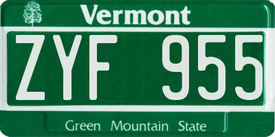 VT license plate ZYF955