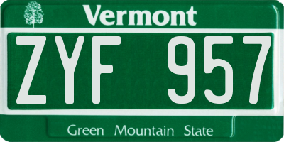 VT license plate ZYF957