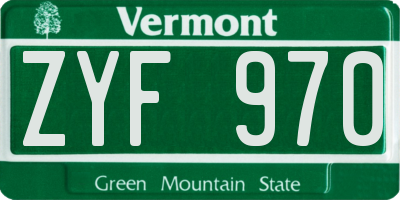 VT license plate ZYF970