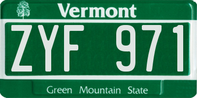 VT license plate ZYF971