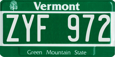 VT license plate ZYF972