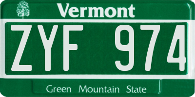 VT license plate ZYF974