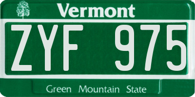 VT license plate ZYF975