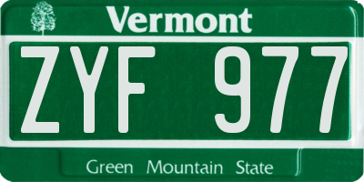 VT license plate ZYF977