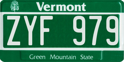 VT license plate ZYF979