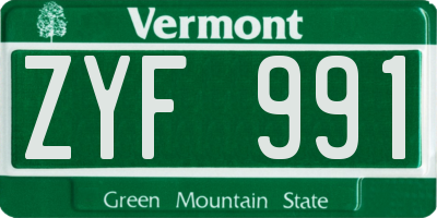 VT license plate ZYF991