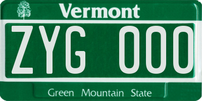 VT license plate ZYG000