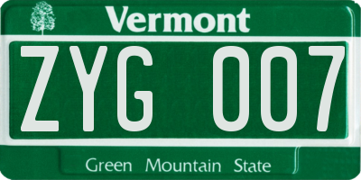 VT license plate ZYG007