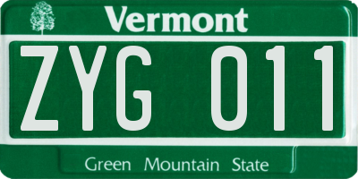 VT license plate ZYG011