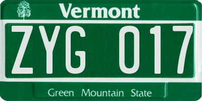 VT license plate ZYG017