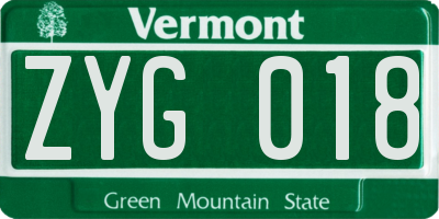 VT license plate ZYG018