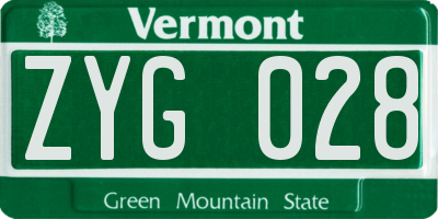 VT license plate ZYG028