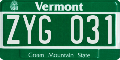 VT license plate ZYG031