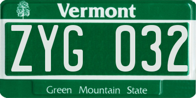VT license plate ZYG032