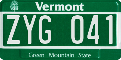 VT license plate ZYG041
