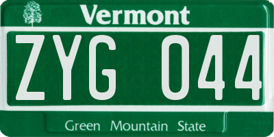 VT license plate ZYG044