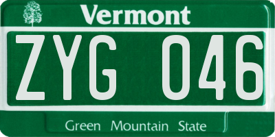 VT license plate ZYG046