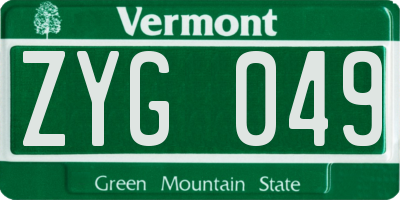 VT license plate ZYG049