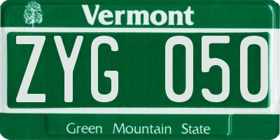 VT license plate ZYG050
